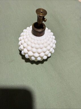 White Hobnail Glass Table Lamp Accent with Brass Fitting